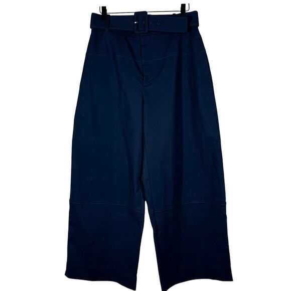 Everlane The Structured Wide Leg Belted Pants Navy Blue Women’s Size 8